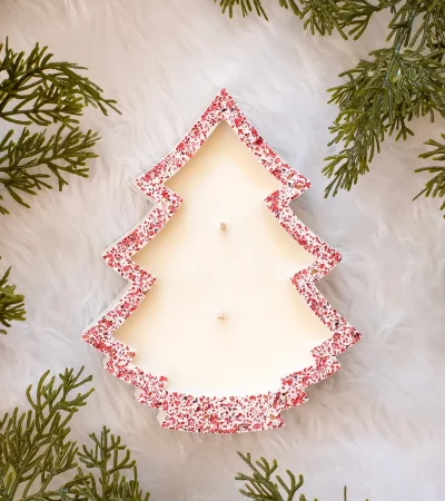 Glass terrazzo lay tree - Λευκό με κόκκινο γυαλί στην επιφάνεια