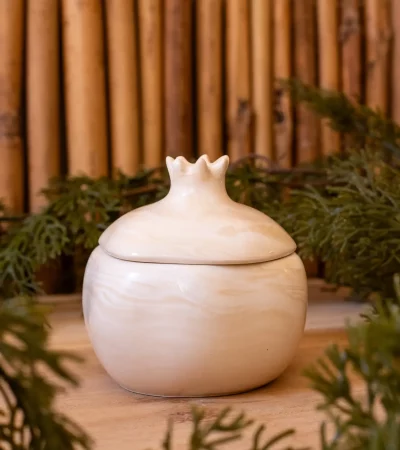 Pomegranate charm - Λευκό με καφέ νερά εφέ μαρμάρου